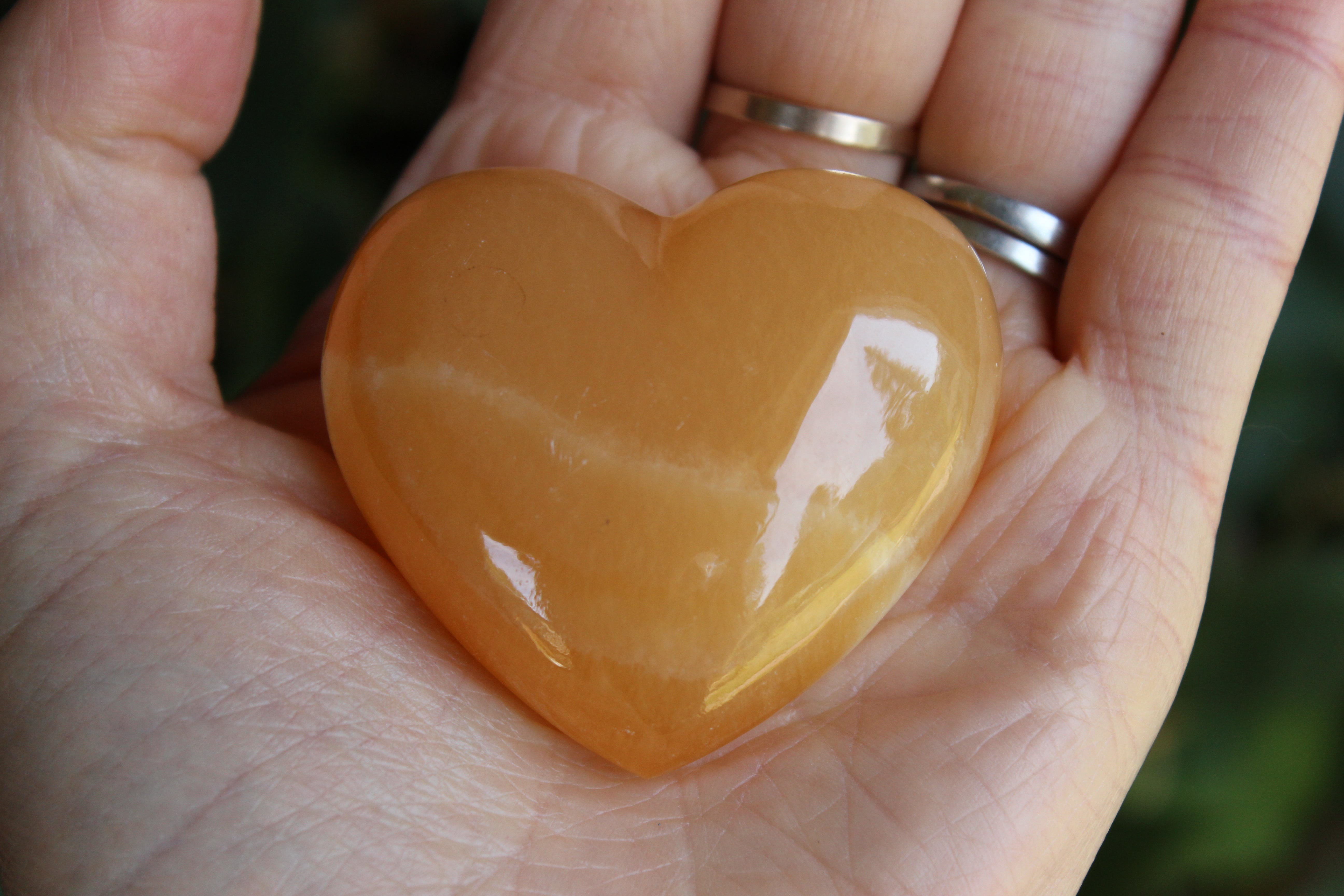 Orange calcite heart 1, new