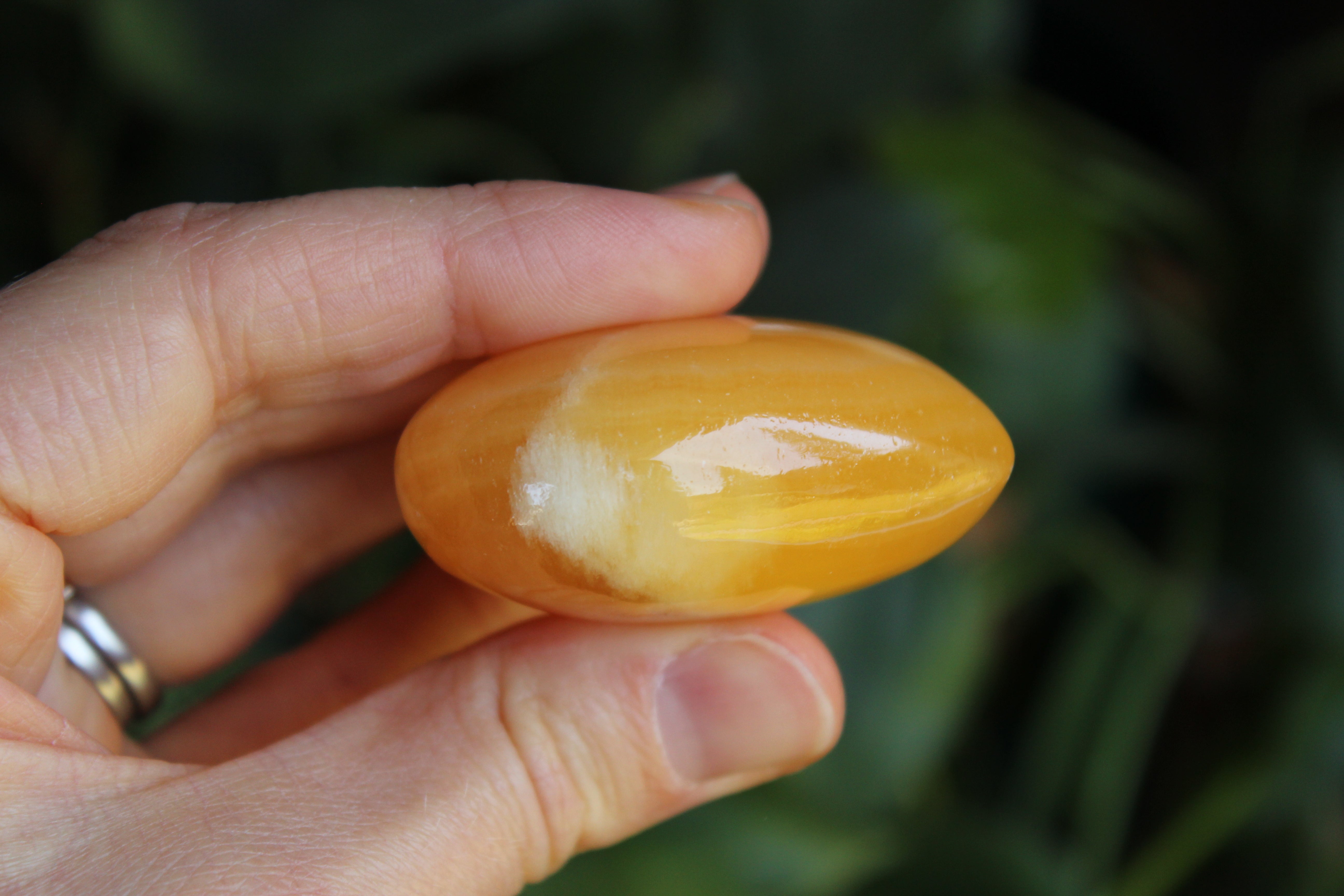 Orange calcite heart 1, new