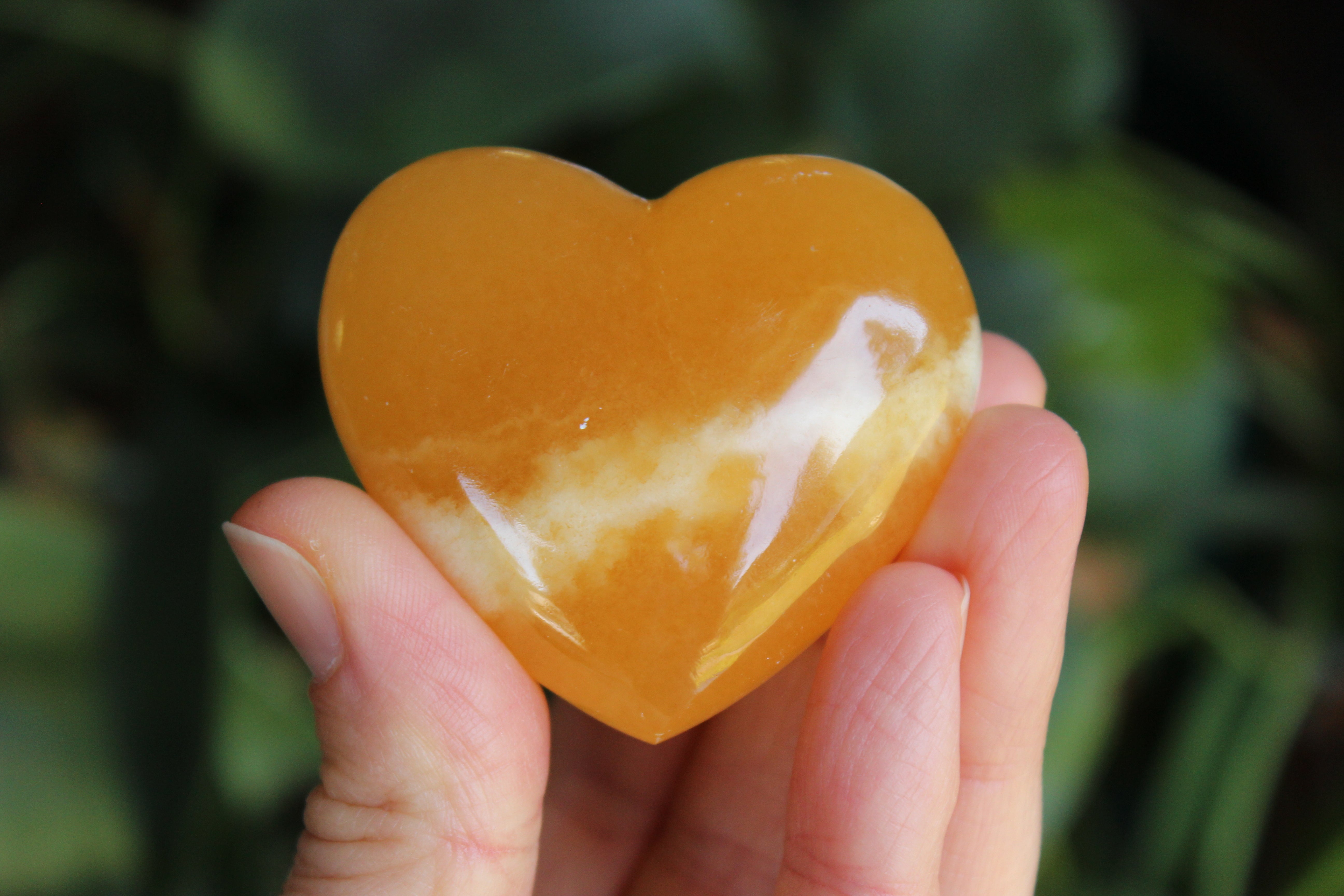 Orange calcite heart 1, new