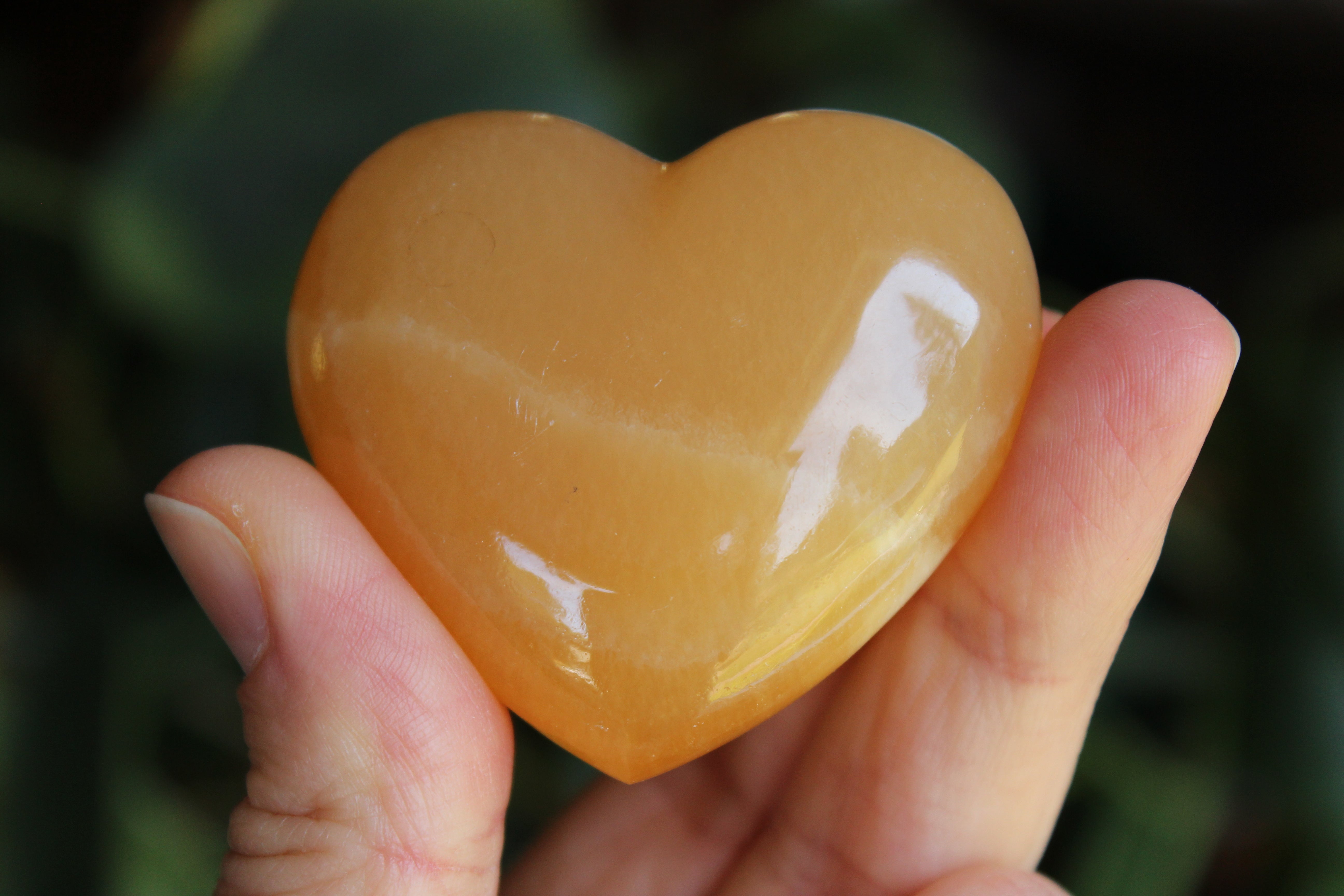 Orange calcite heart 1, new