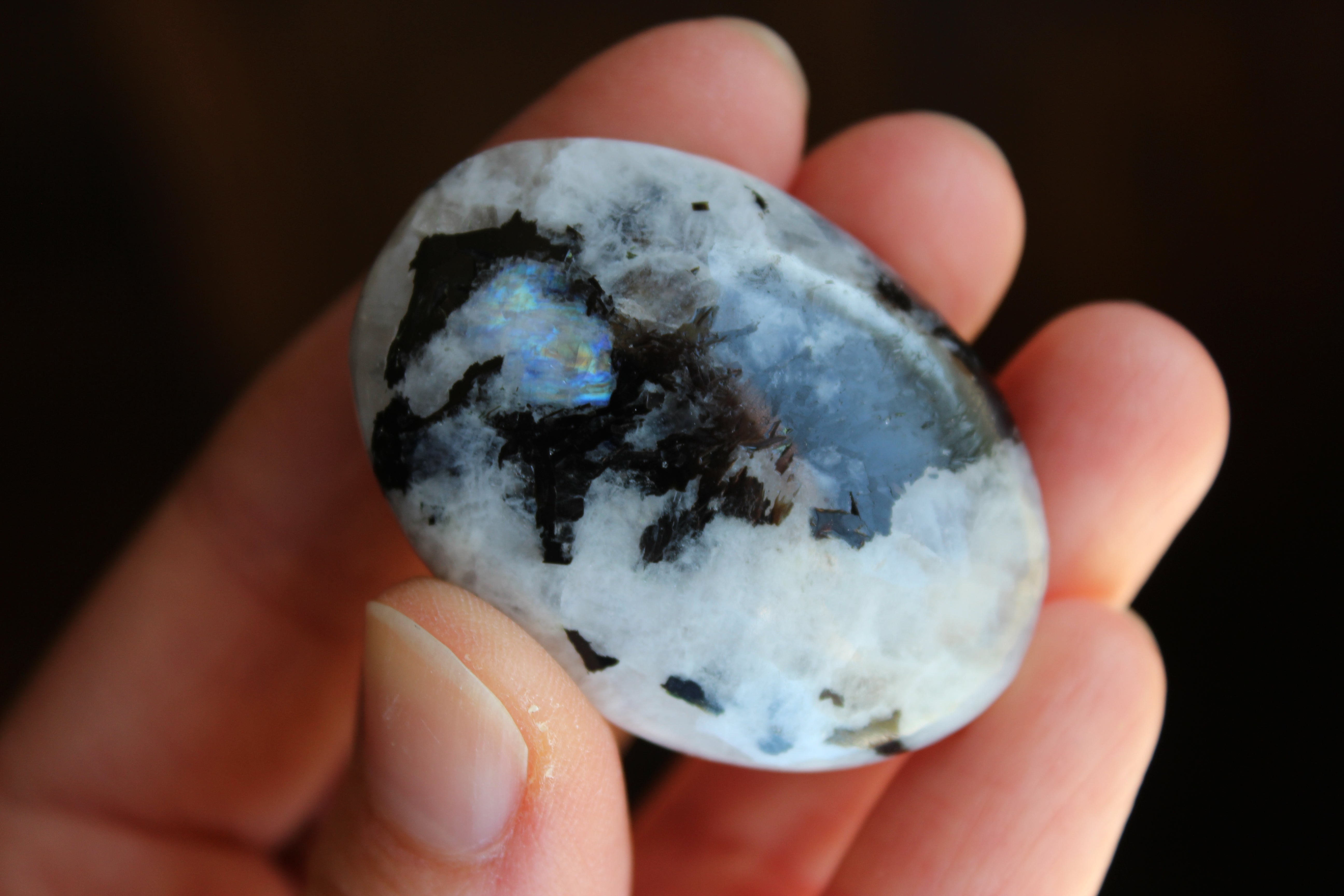 Rainbow moonstone pocket stone 1, new
