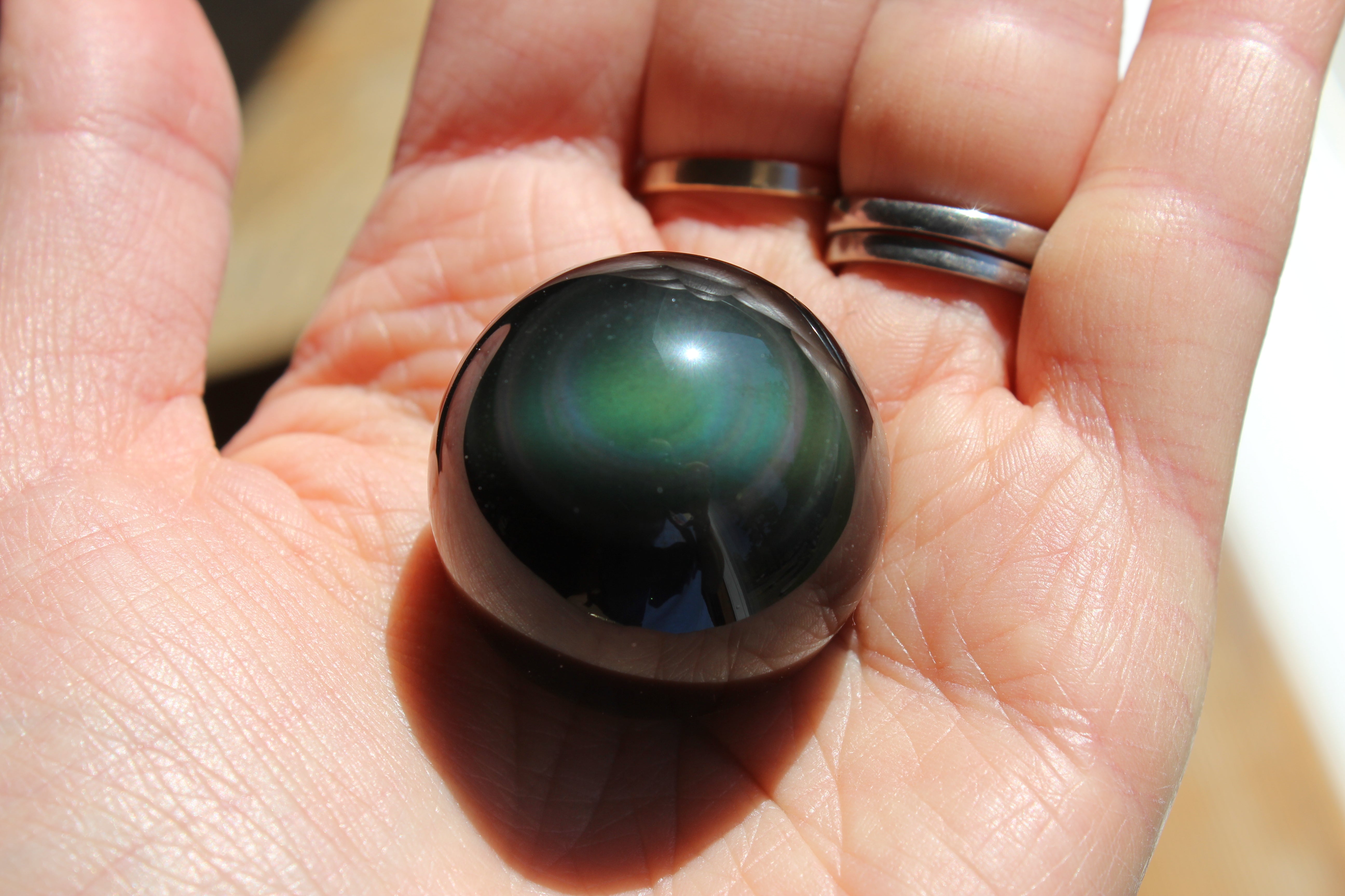 Rainbow obsidian sphere 1, new