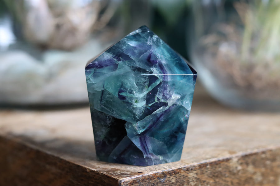 Chunky rainbow fluorite tower 9