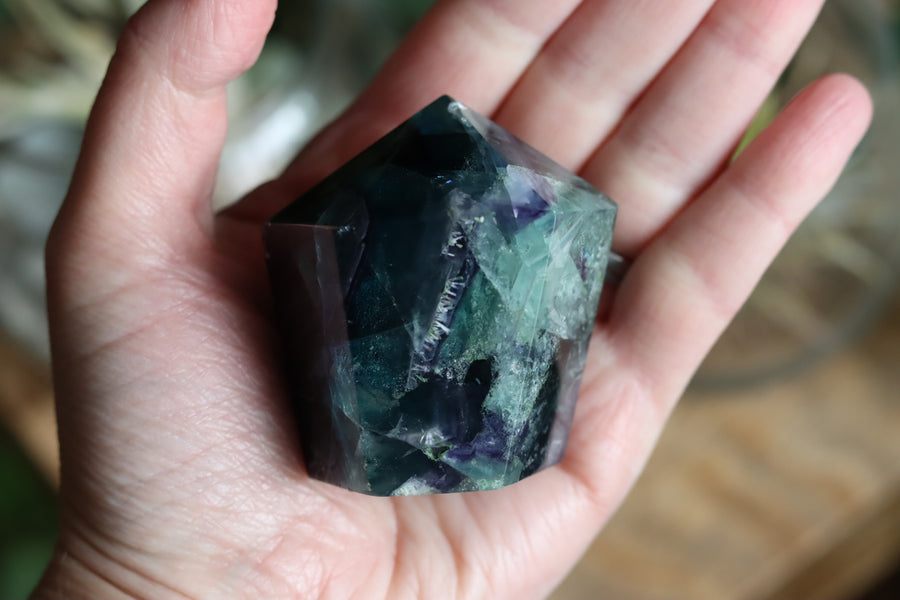 Chunky rainbow fluorite tower 9