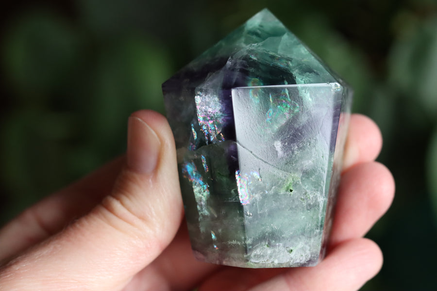 Chunky rainbow fluorite tower 10