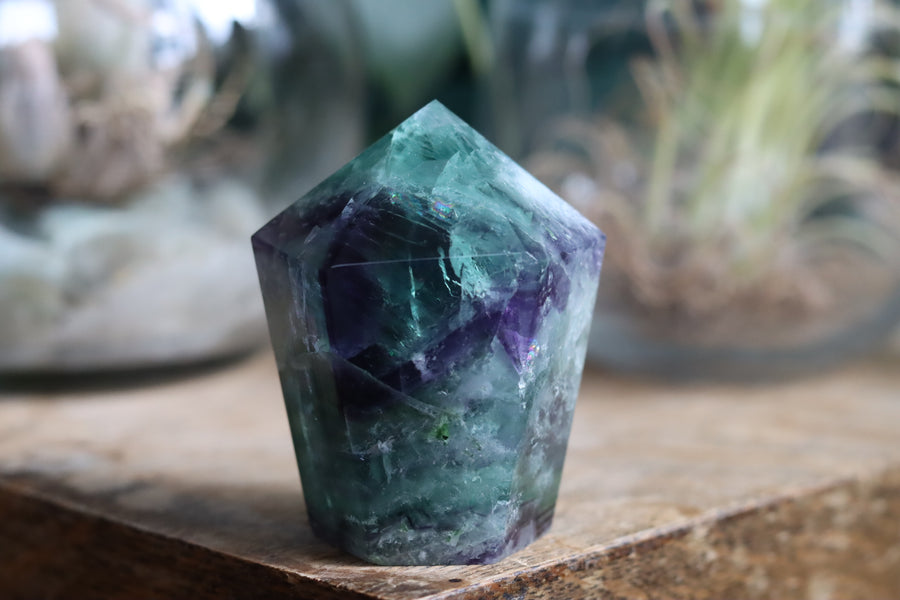 Chunky rainbow fluorite tower 10