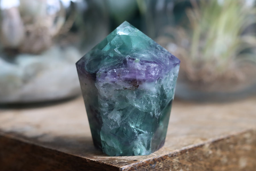 Chunky rainbow fluorite tower 10