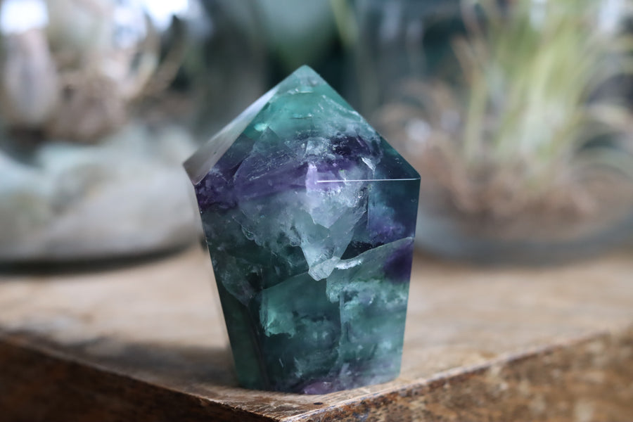 Chunky rainbow fluorite tower 10