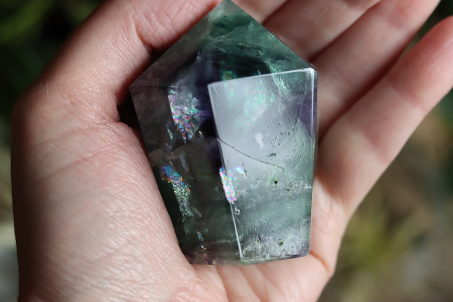 Chunky rainbow fluorite tower 10