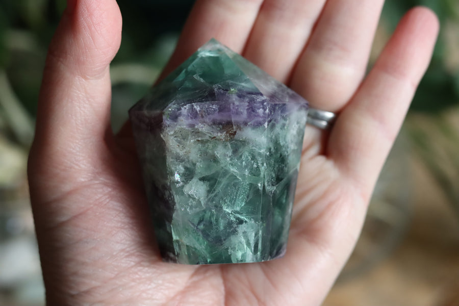 Chunky rainbow fluorite tower 10