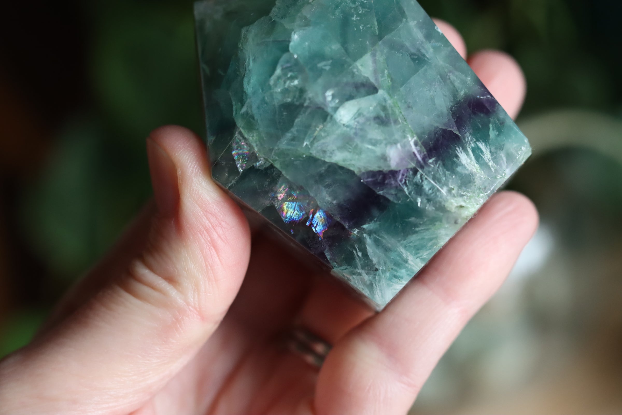 Chunky rainbow fluorite tower 11
