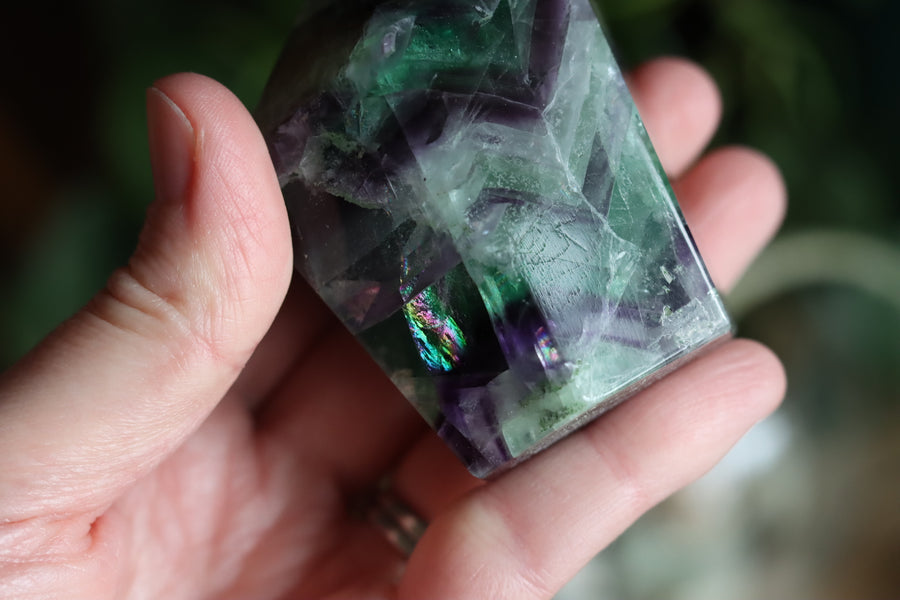Chunky rainbow fluorite tower 12