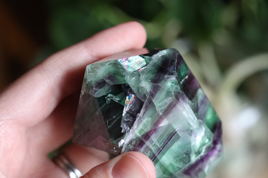Chunky rainbow fluorite tower 12