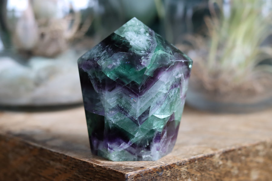 Chunky rainbow fluorite tower 12
