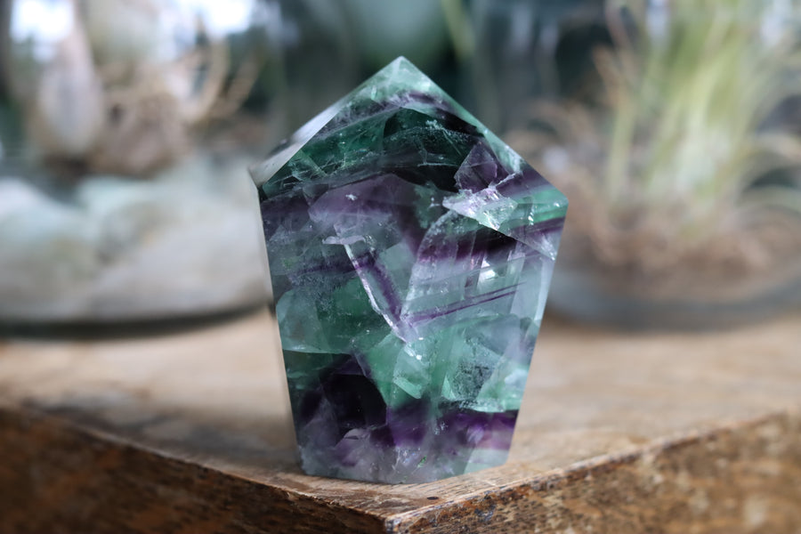 Chunky rainbow fluorite tower 12