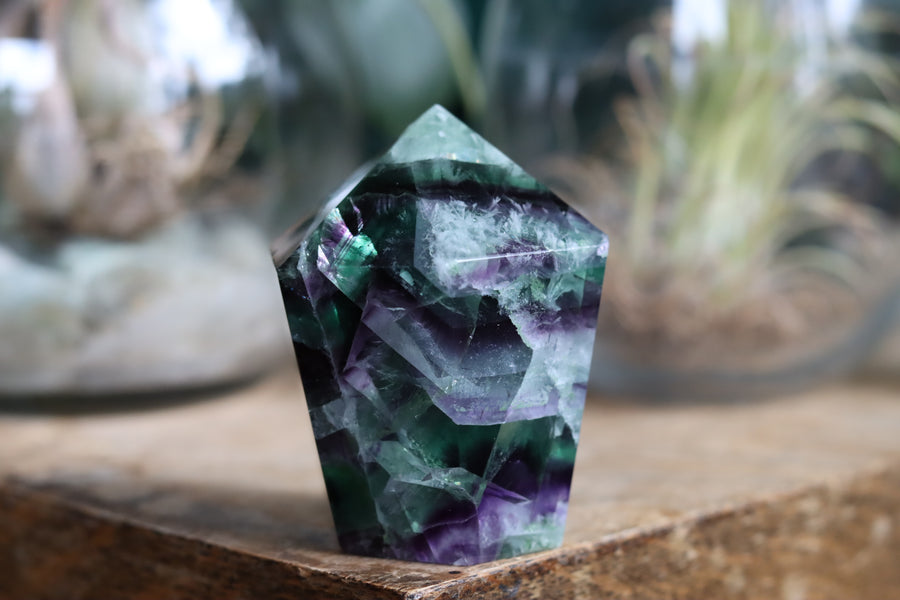 Chunky rainbow fluorite tower 12