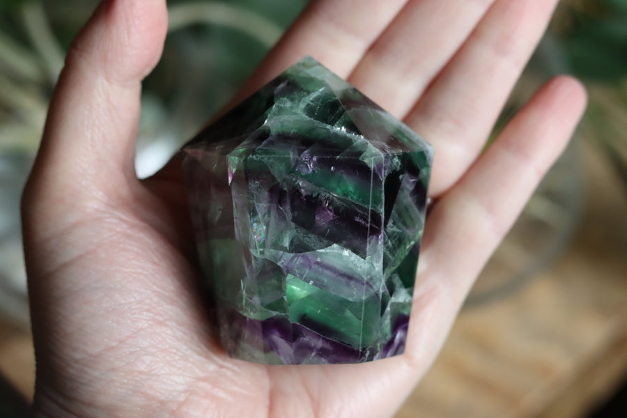 Chunky rainbow fluorite tower 12