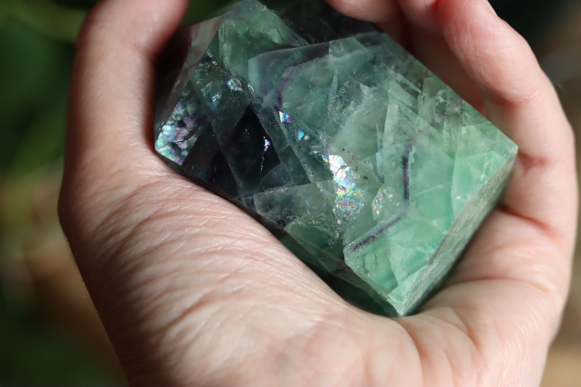 Chunky rainbow fluorite tower 13