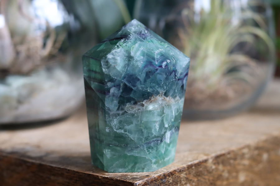 Chunky rainbow fluorite tower 13