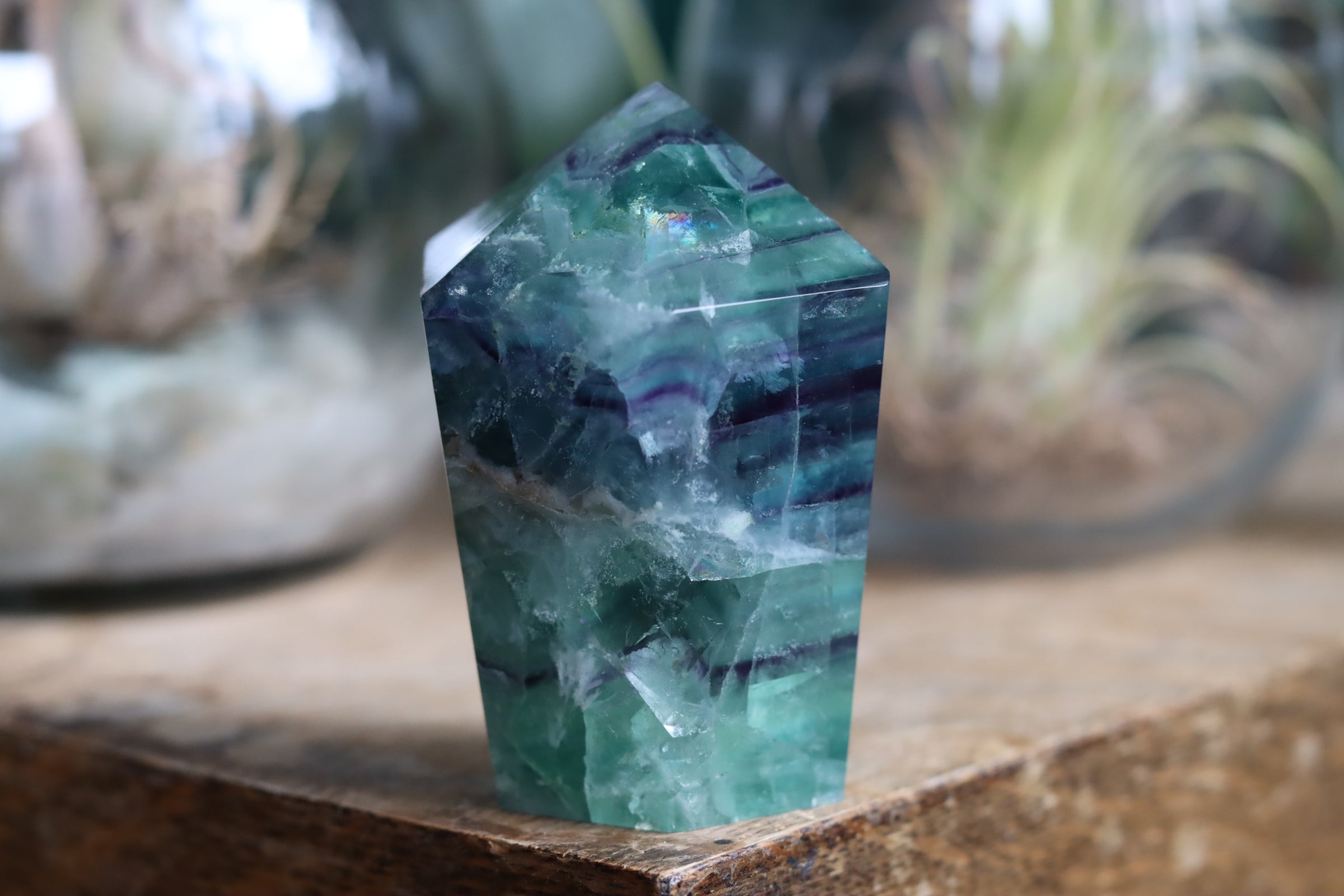 Chunky rainbow fluorite tower 13