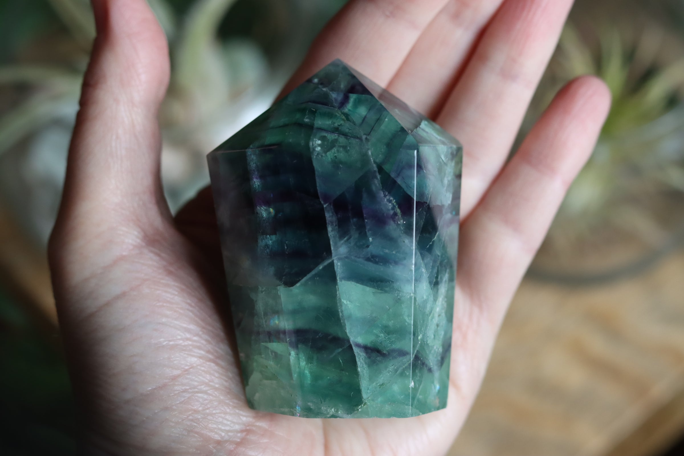 Chunky rainbow fluorite tower 13