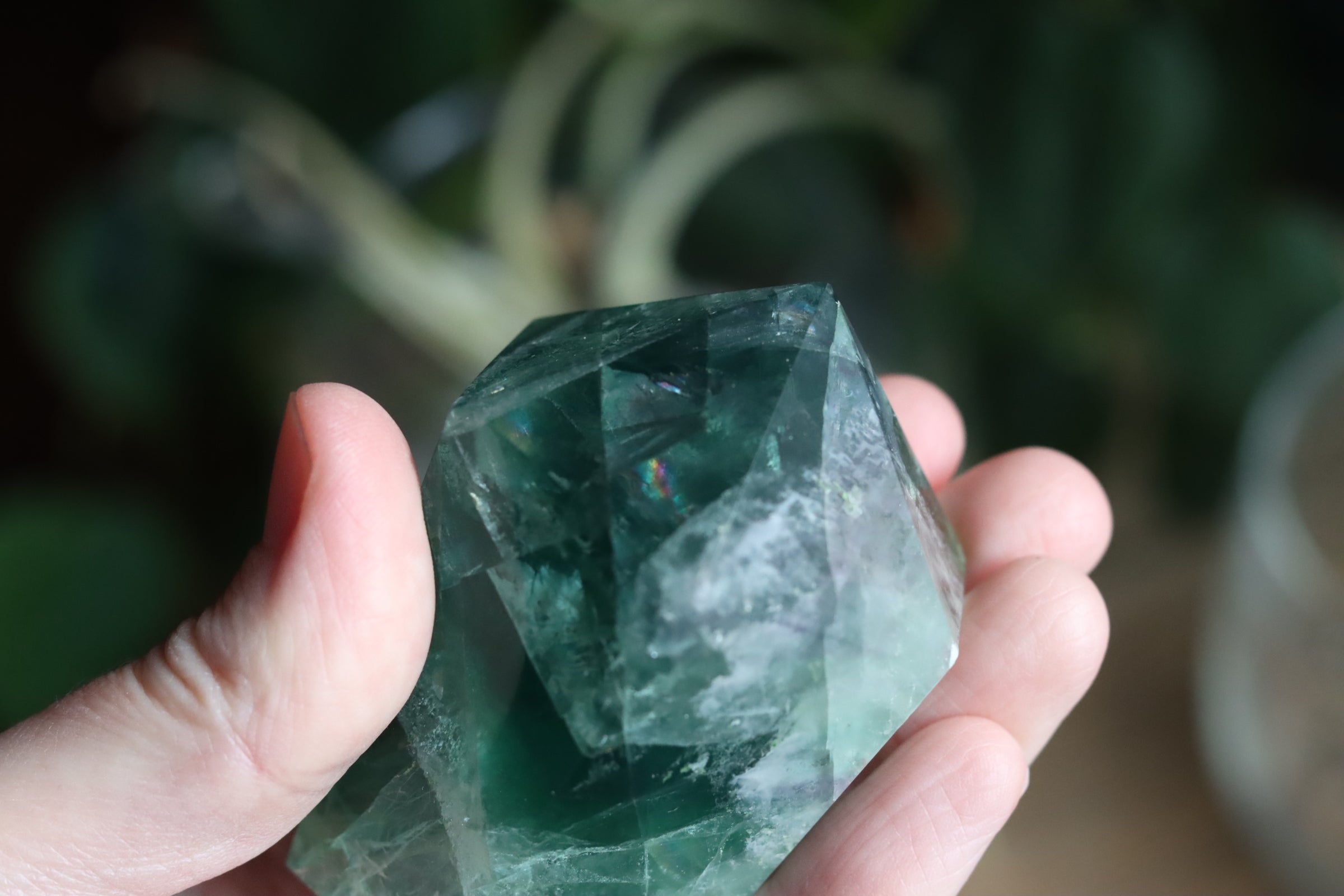 Chunky rainbow fluorite tower 14