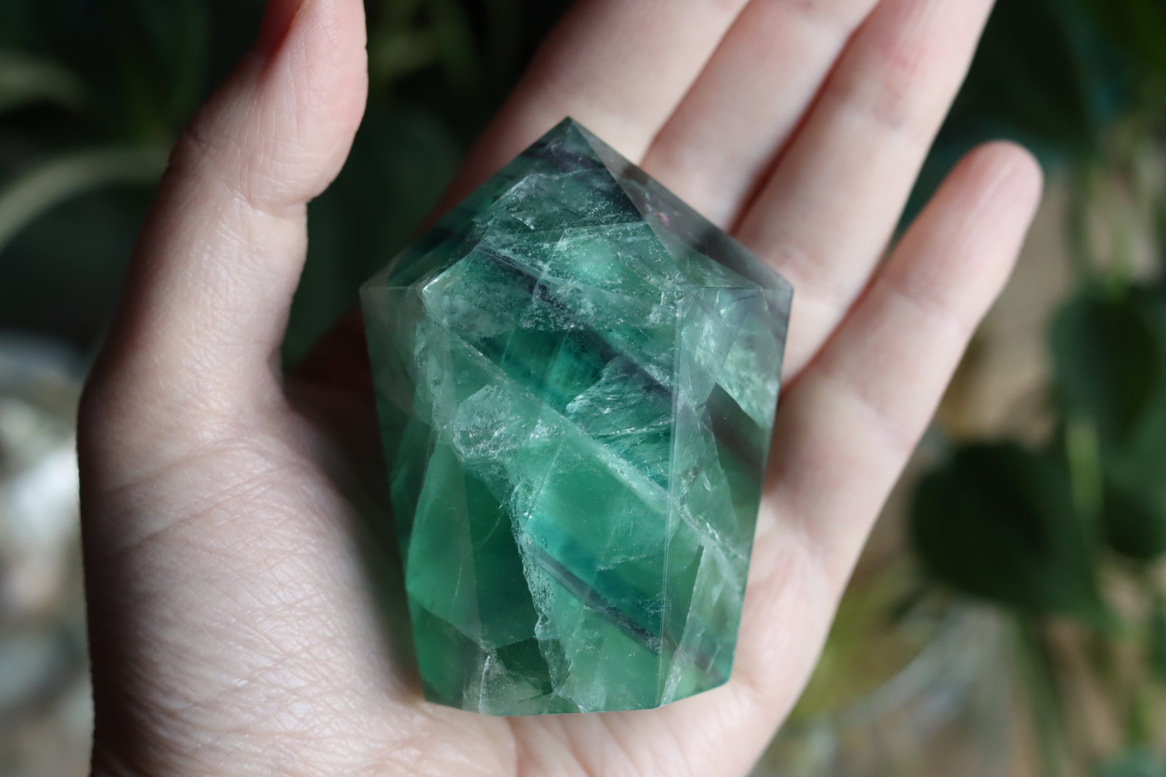 Chunky rainbow fluorite tower 14