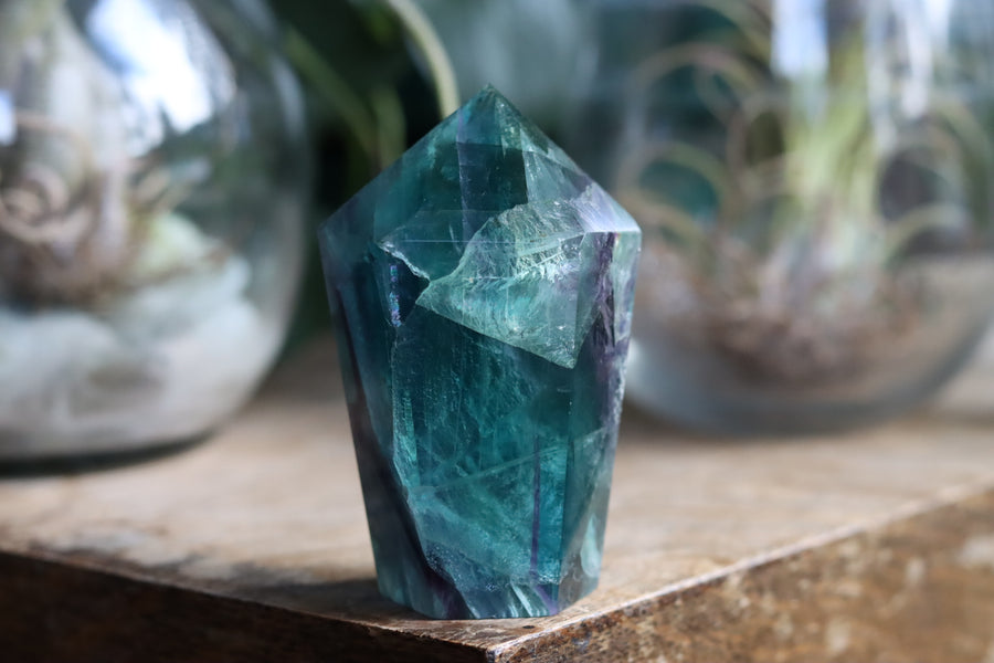 Chunky rainbow fluorite tower 16