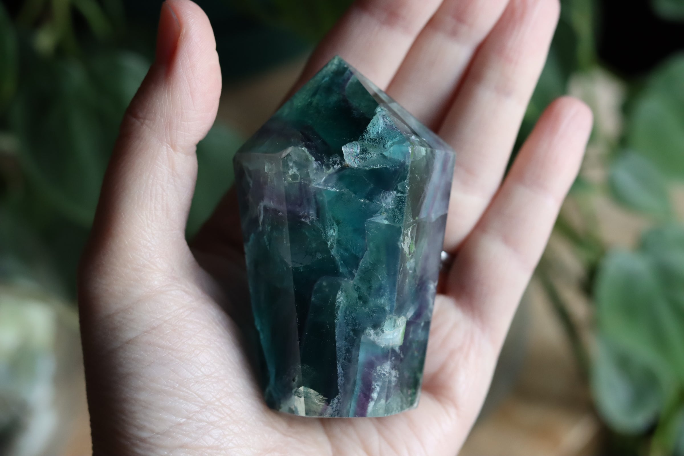 Chunky rainbow fluorite tower 16
