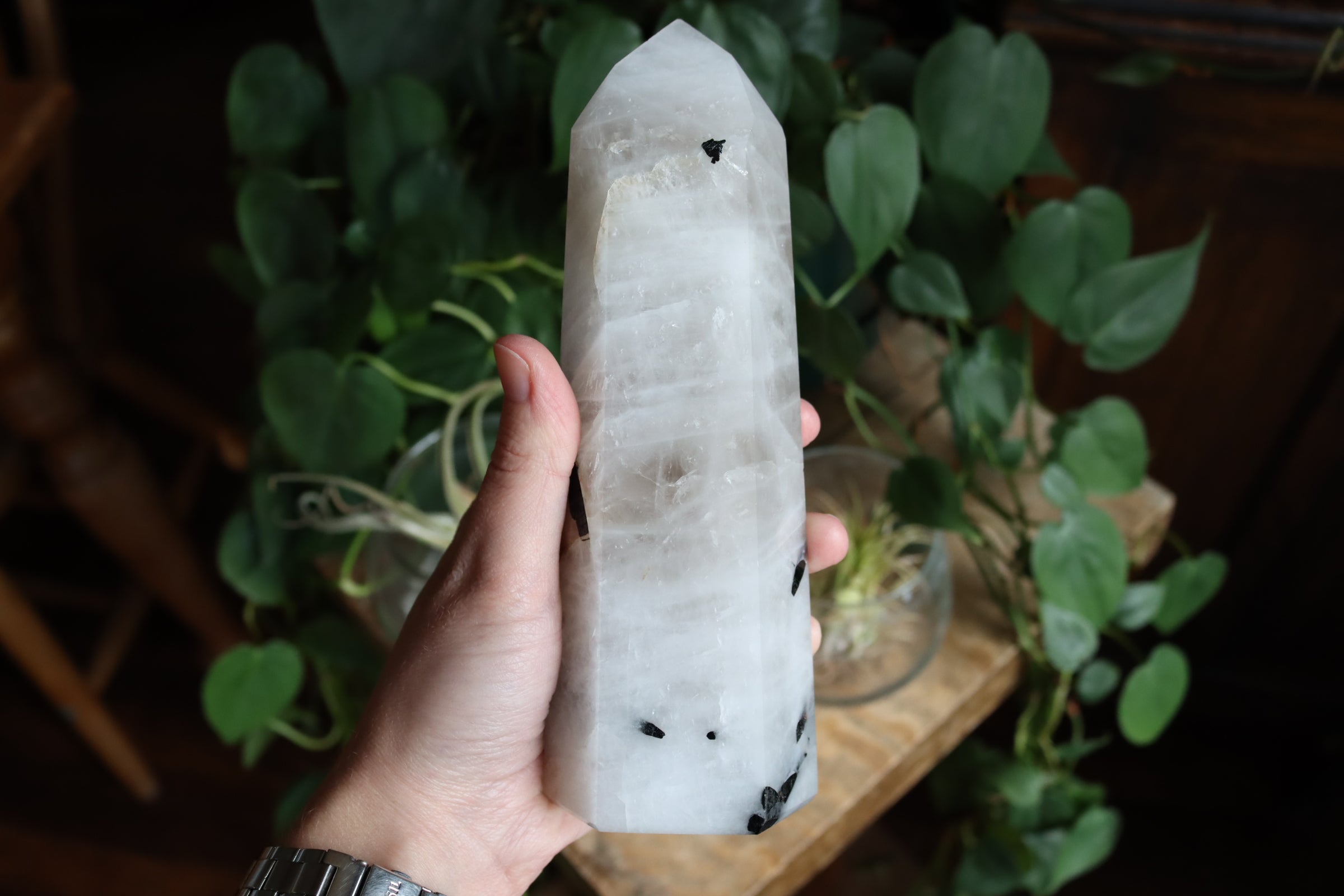 Black tourmaline in quartz tower 3