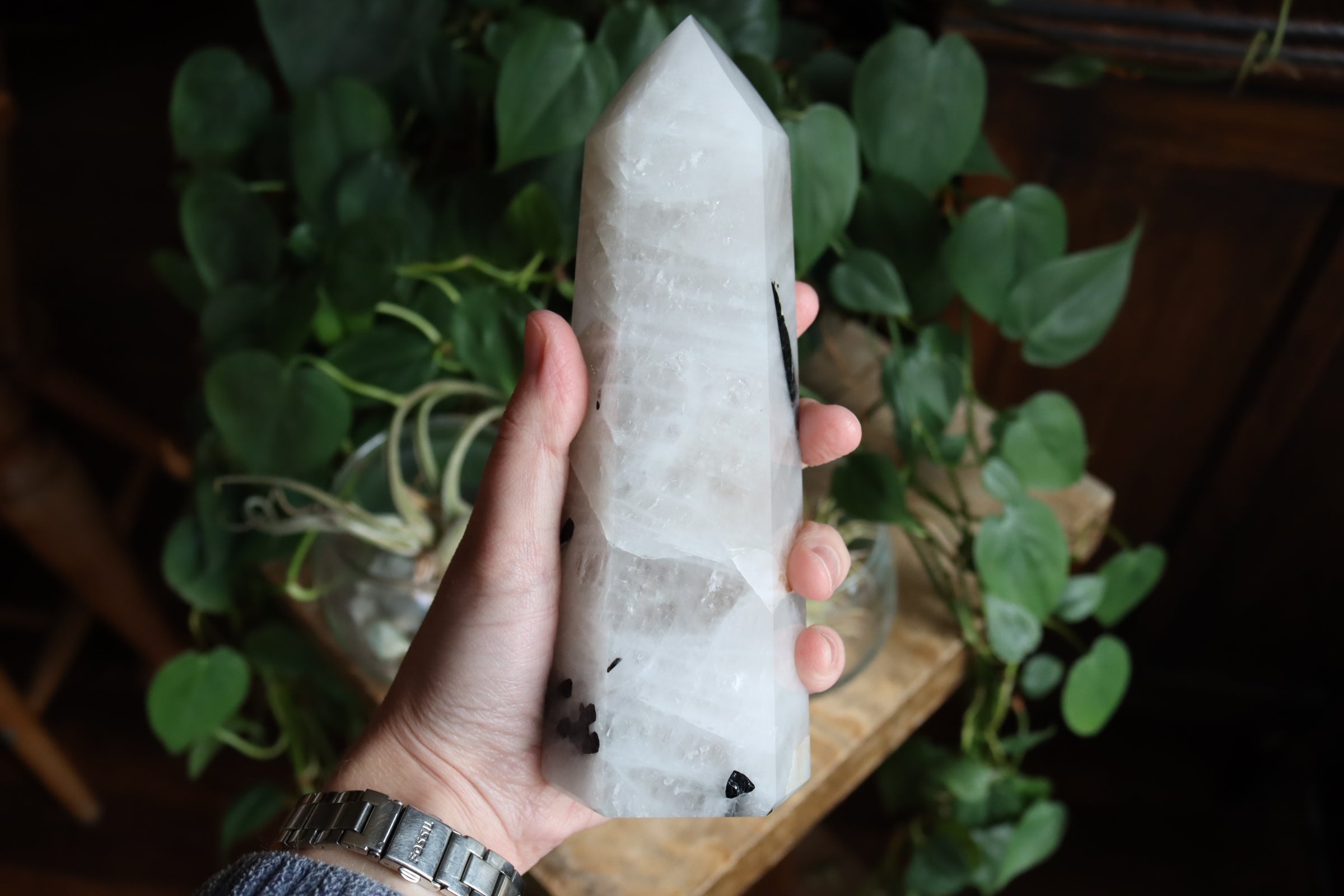 Black tourmaline in quartz tower 3