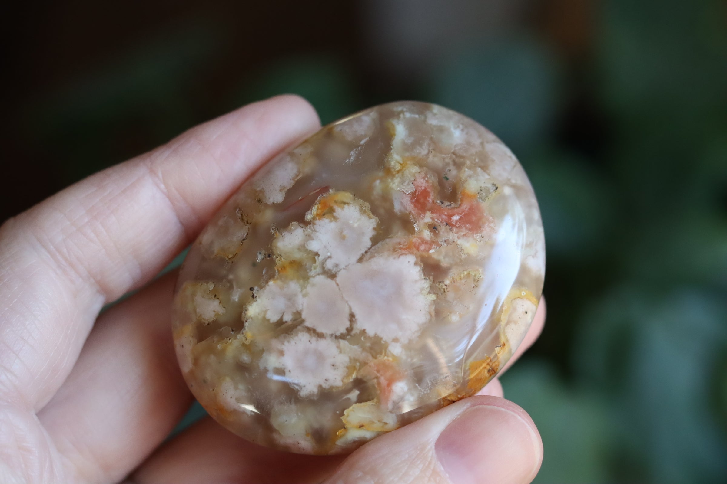 Flower agate pocket stone 12