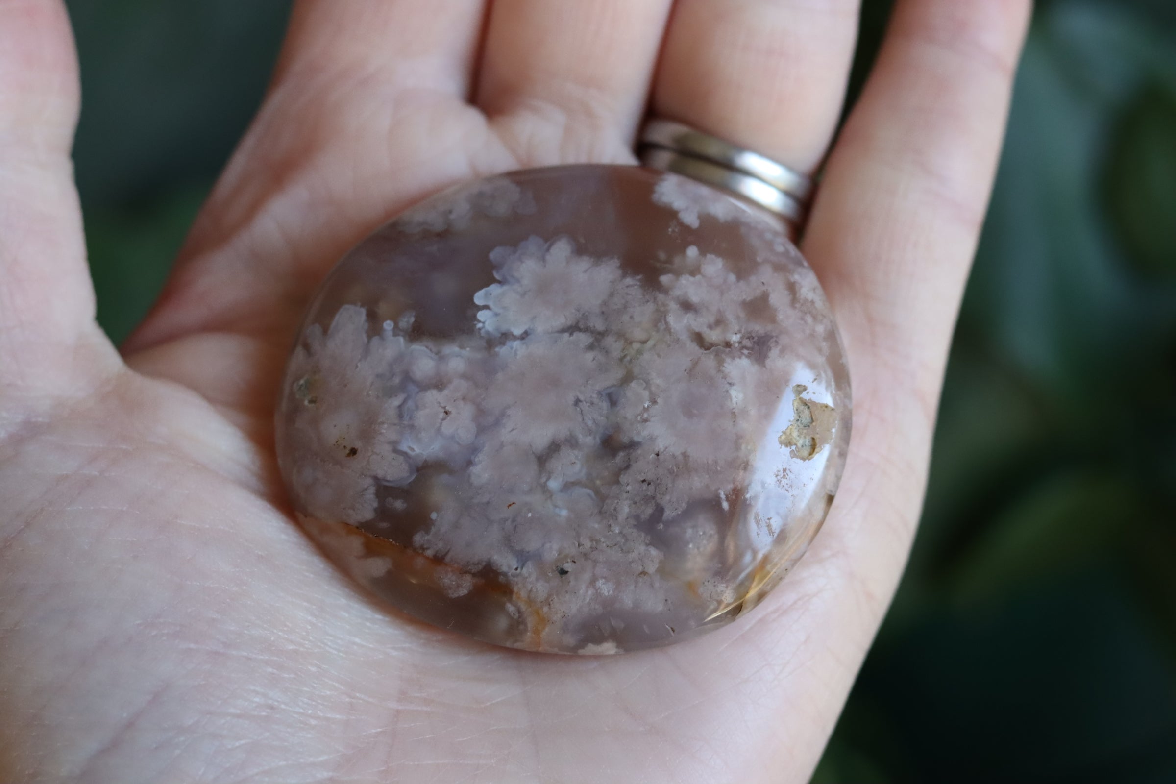 Flower agate pocket stone 13