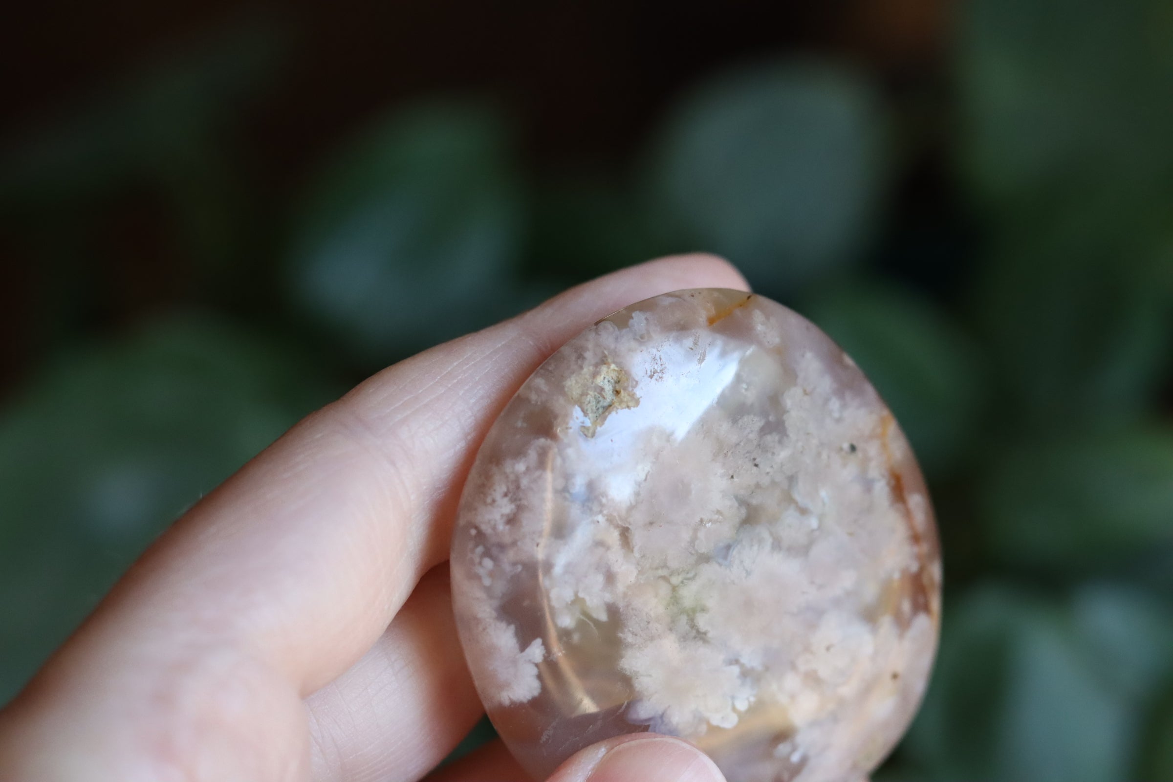 Flower agate pocket stone 13