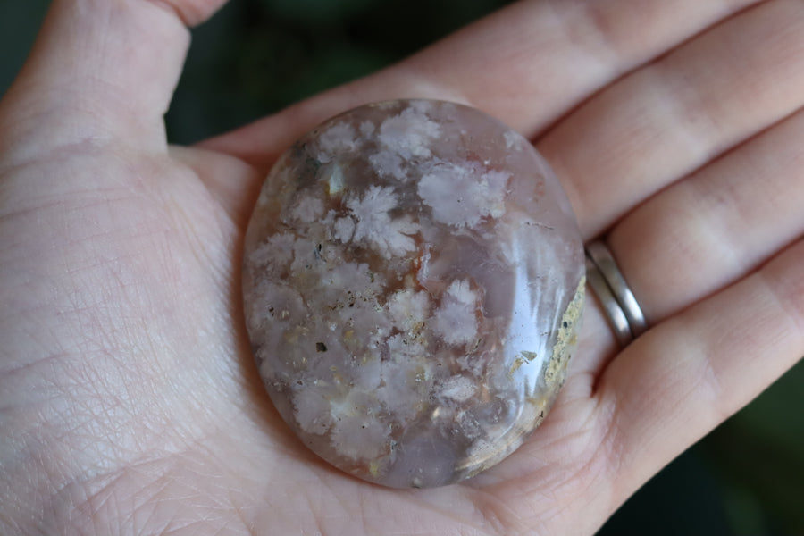 Flower agate pocket stone 14