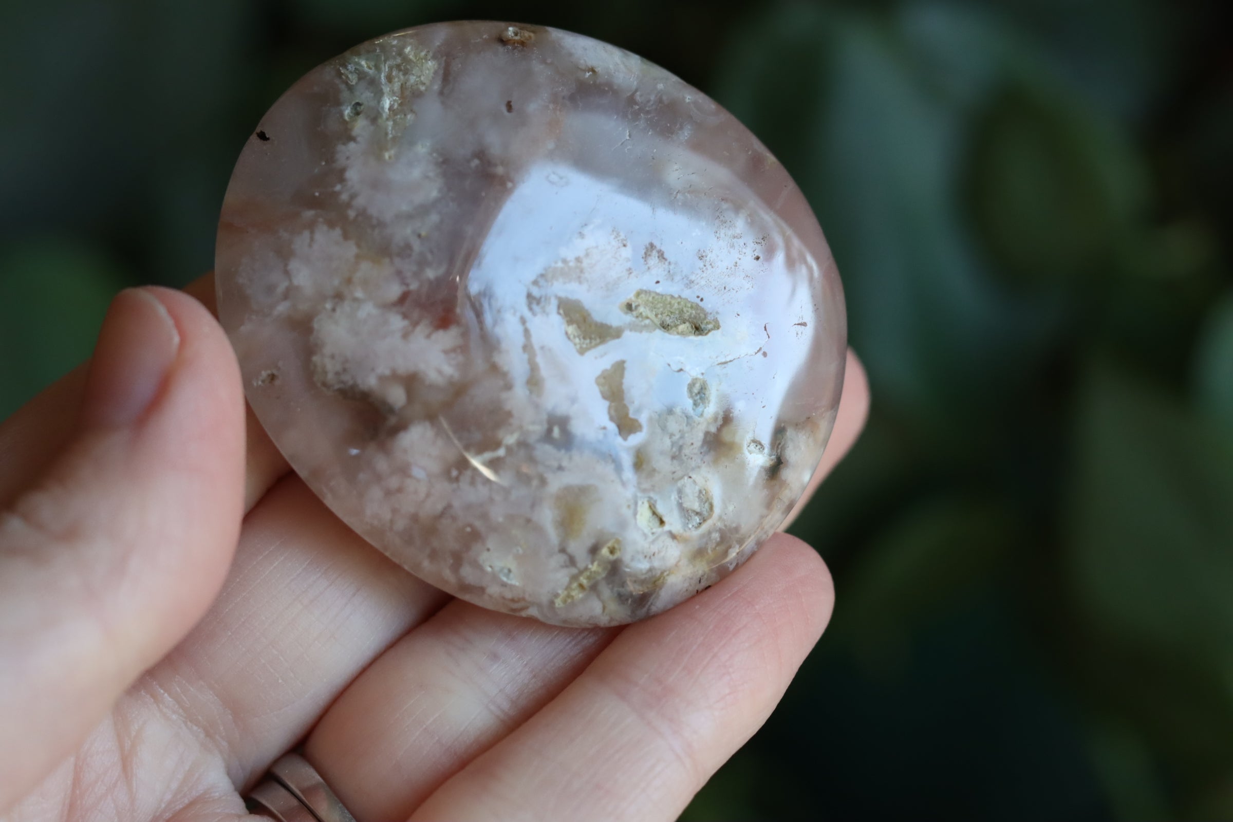 Flower agate pocket stone 14