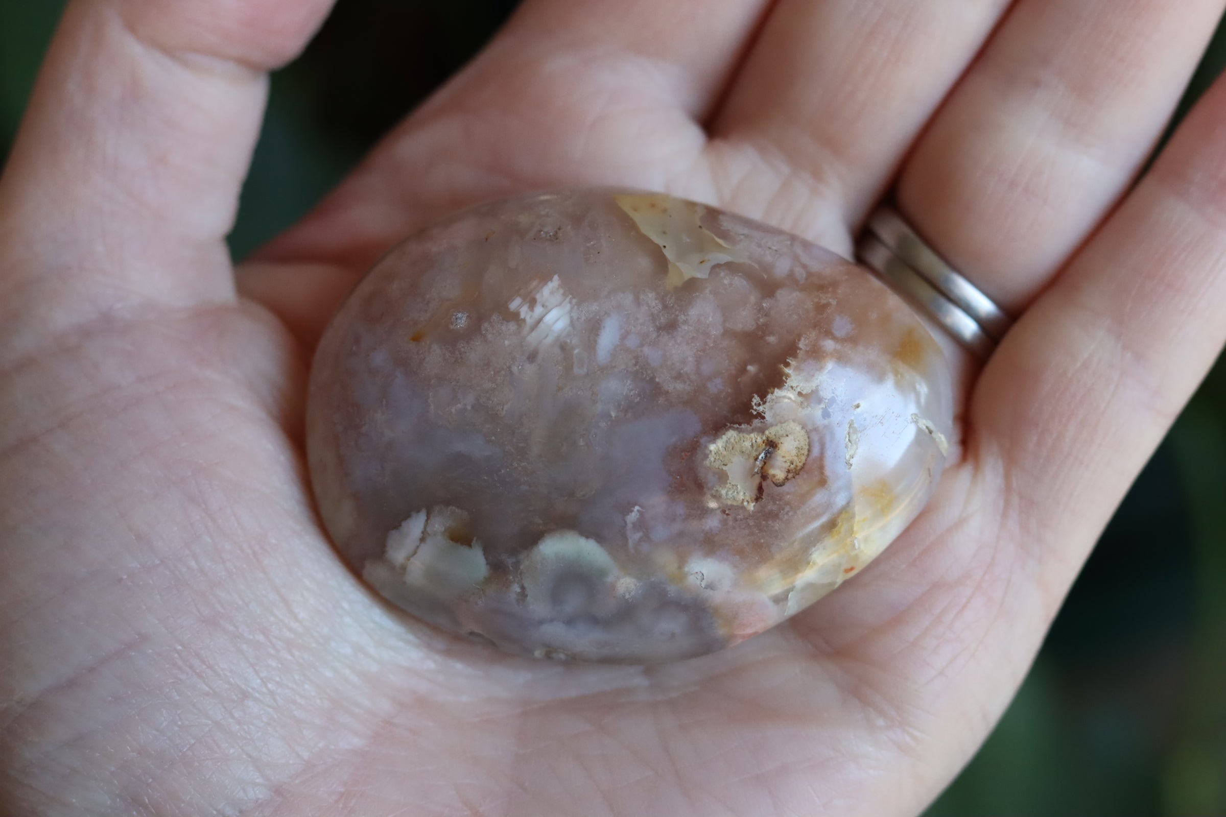 Flower agate pocket stone 15