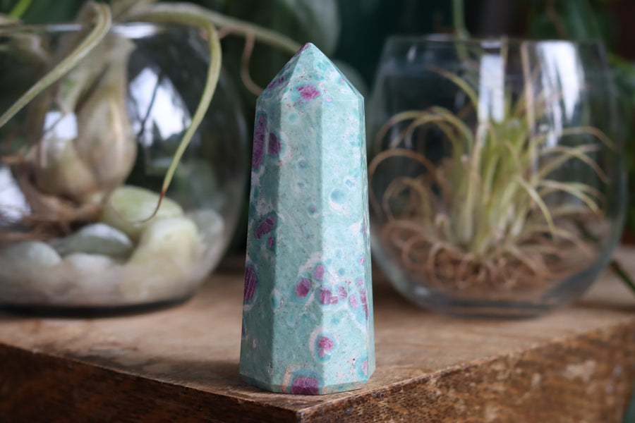 Ruby in fuchsite and kyanite tower 1