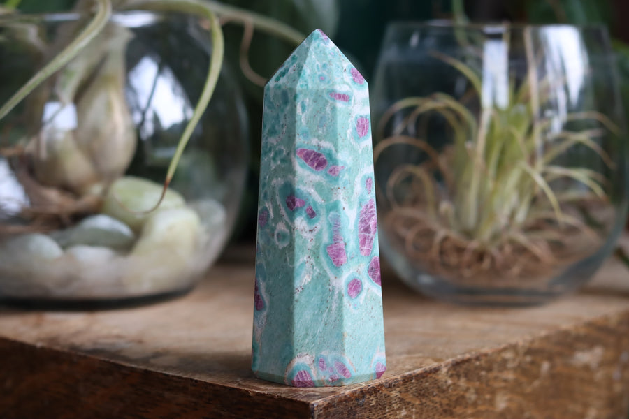 Ruby in fuchsite and kyanite tower 1