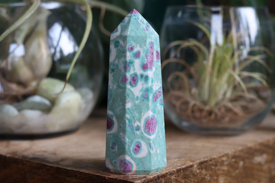 Ruby in fuchsite and kyanite tower 1