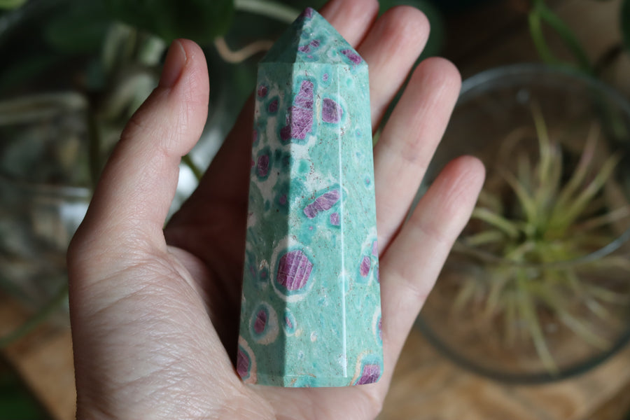 Ruby in fuchsite and kyanite tower 1