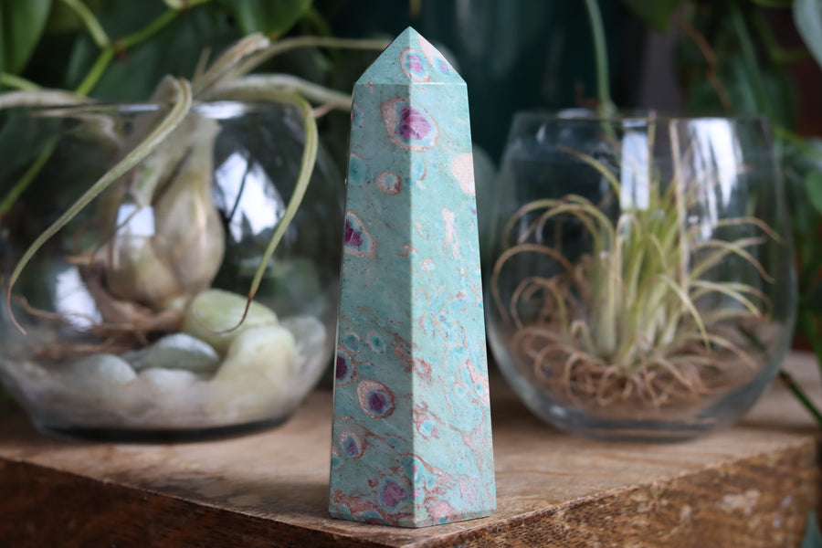 Ruby in fuchsite and kyanite tower 3