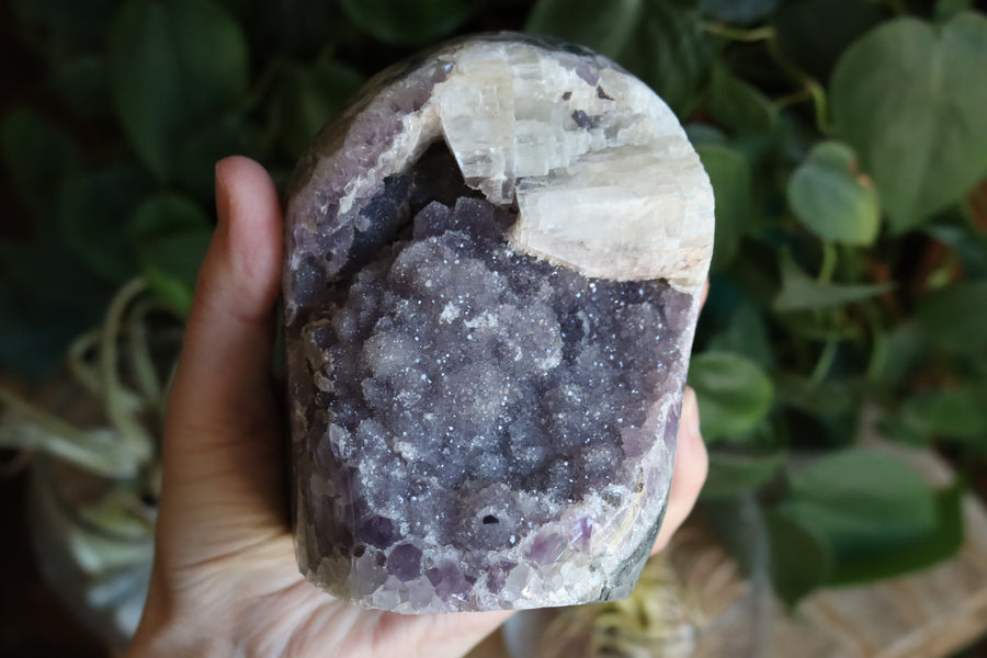 Amethyst cut base with calcite 4