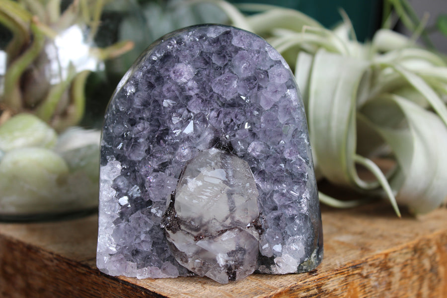 Amethyst cut base with calcite 3