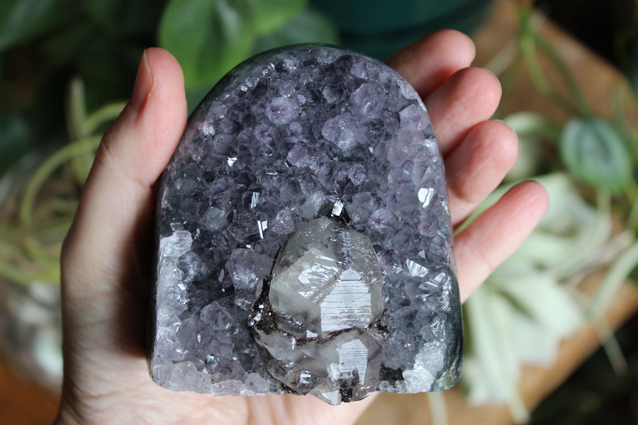 Amethyst cut base with calcite 3