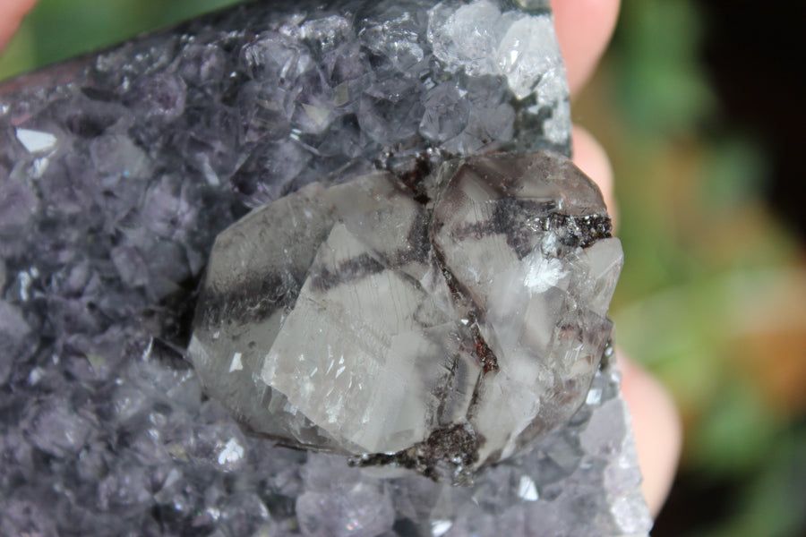 Amethyst cut base with calcite 3