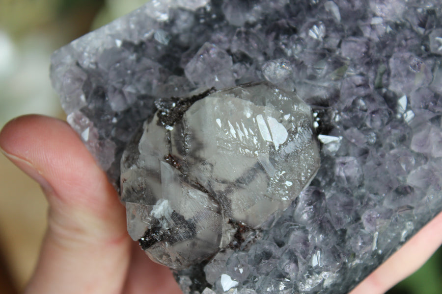 Amethyst cut base with calcite 3