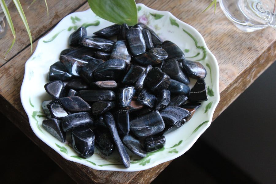 Blue tiger eye tumbled stones (set of 3)