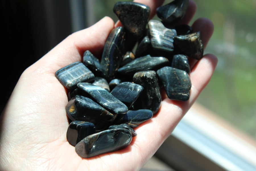 Blue tiger eye tumbled stones (set of 3)