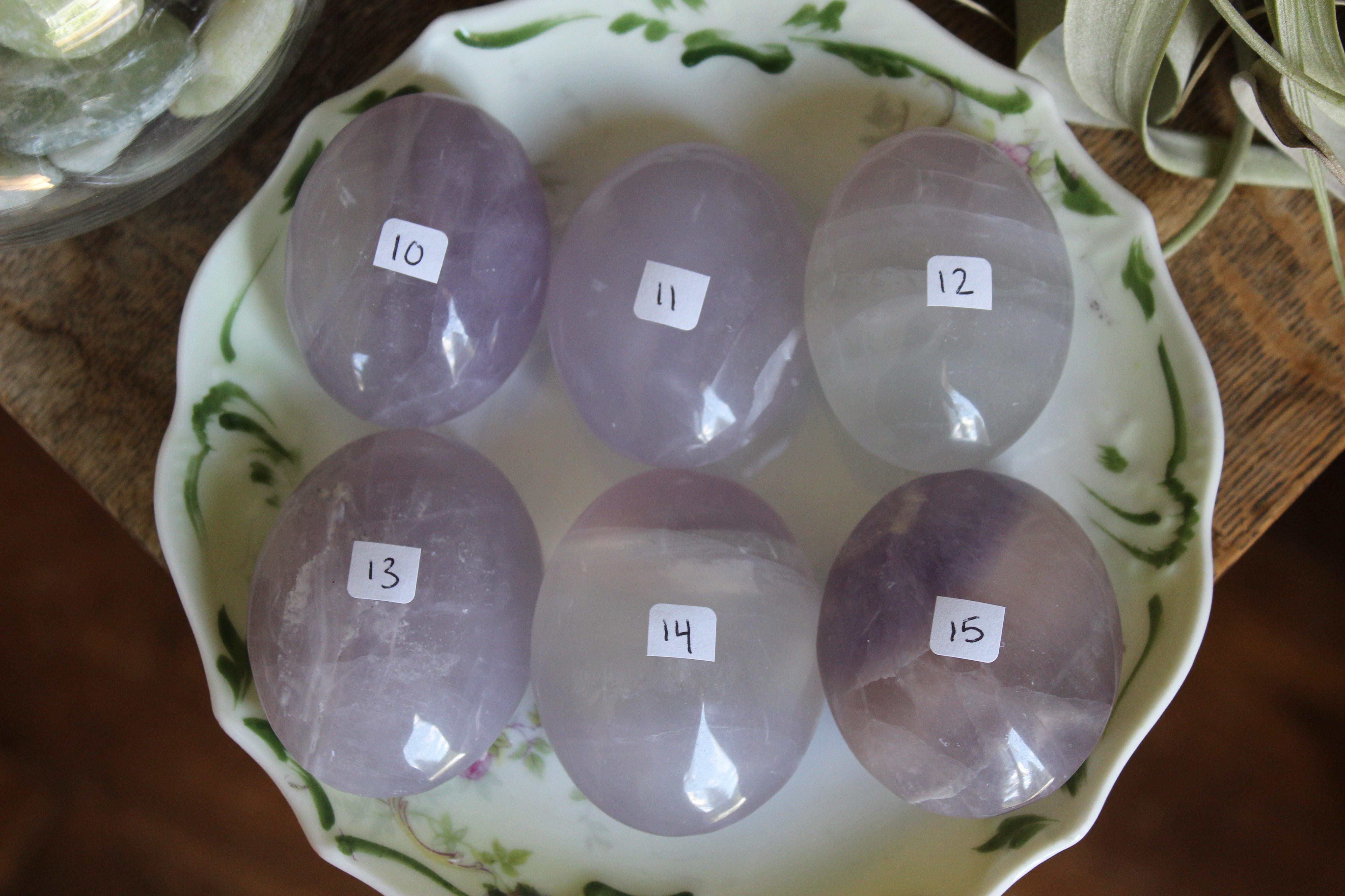 Yttrium lavender fluorite pocket stone